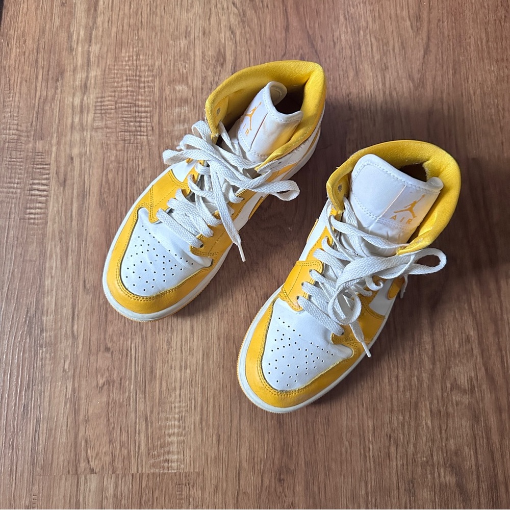 Nike Air Jordan White University Gold High-Top Sneakers - Picture 3 of 14